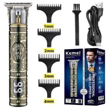 Kemei 4011 цельнометаллический профессиональный триммер для волос для мужчин парикмахерская борода T9 машинка для стрижки волос электрическая машина для стрижки волос перезаряжаемая