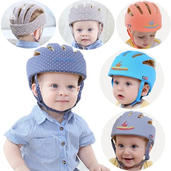 Хлопчатобумажная шапочка для малышей, Детский защитный шлем, Детские головные уборы, Детская шапочка, Регулируемая Для Младенцев, ребенок учится ходить, Аварийный шлем